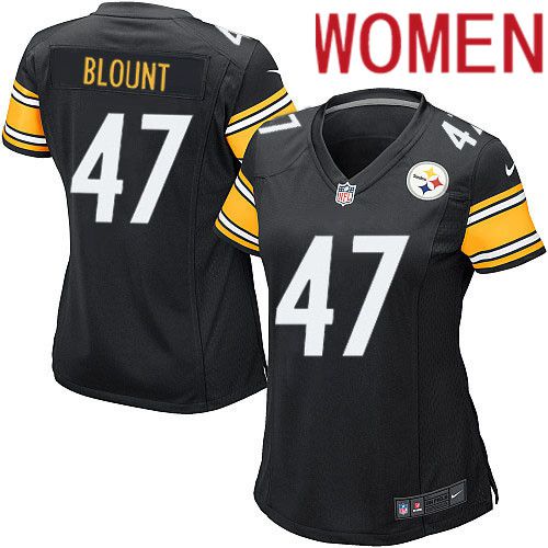 Women Pittsburgh Steelers #47 Mel Blount Nike Black Game Player NFL Jersey